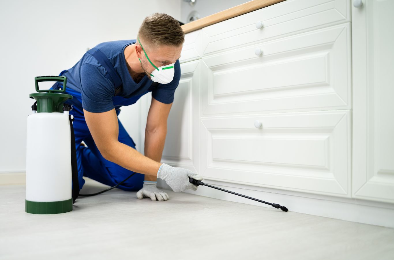 A Pest Solutions Plus team member treating a home in Naples, FL, demonstrating the effectiveness of professional pest control.